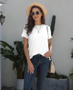 KevaMolly Basic T Shirts for Women UPF 50+ Short Sleeve Casual Summer Tops Trendy Solid Loose Fit Tshirt - Image 5