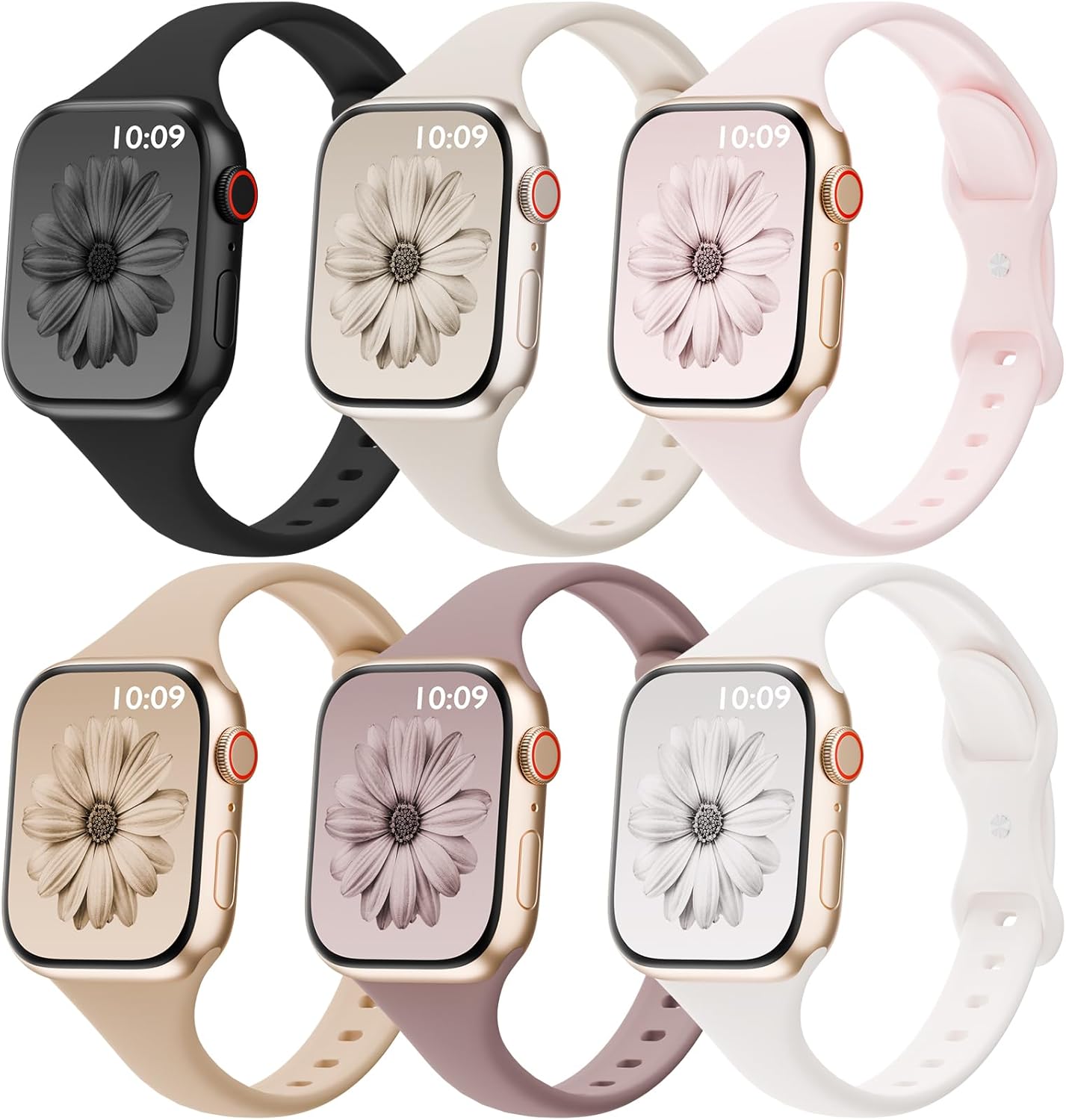 6 Pack Thin Bands Compatible with Apple Watch Band 38mm 6 Pack Thin Bands Compatible with Apple Watch Band 38mm 40mm 41mm 42mm 44mm 45mm 46mm 49mm Women Men, Sport Silicone Strap Slim Wristband for iWatch Series 11 10 9 8 SE 7 6 5 4 3 2 1 Ultra