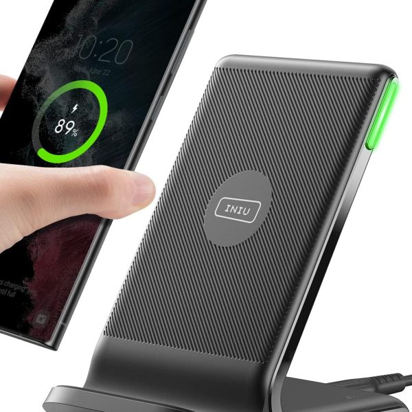 INIU Wireless Charger, 15W Fast Qi Certified Wireless Charging Station with Sleep-Friendly Adaptive Light Compatible with iPhone 17 16 15 14 13 12 Pro Max Samsung Galaxy S25 S24 S23 Note 20 Google etc