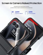 CENMASO for Motorola Razr 2025 Case/Razr 2024 Case with Card Holder [RFID Blocking] & Hinge Protection & Screen Protector, Rugged Anti-Scratch Shockproof Phone Case for Moto Razr 2025/2024-Black - Image 9