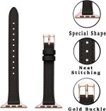 STIROLL Slim Leather Bands Compatible with Apple Watch Band 38mm 40mm 41mm 42mm(Series 11 10), Top Grain Leather Watch Thin Wristband for iWatch SE 9 8 7 6 5 4 3 2 1 (Black Rose Gold) - Image 2