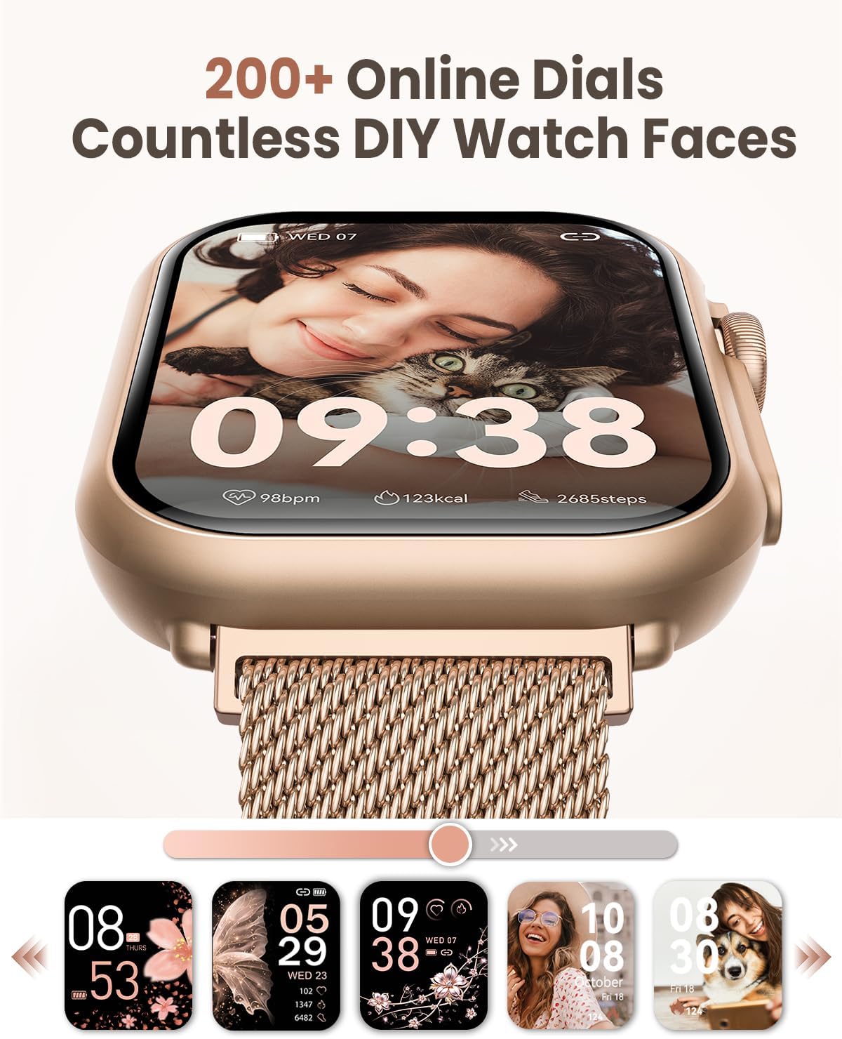 Smart Watch for Android/iPhone, 5ATM Fitness Watches for Women with 110+ Sports Modes, Bluetooth Calls/Messages/App Notifications, Health Monitor Blood Pressure/Heart Rate/SpO2/Sleep, Gifts for Women 7 Smart Watch for Android/iPhone, 5ATM Fitness Watches for Women with 110+ Sports Modes, Bluetooth Calls/Messages/App Notifications, Health Monitor Blood Pressure/Heart Rate/SpO2/Sleep, Gifts for Women - Image 7