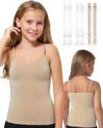 Camisole Tank Tops for Girls, Stretch Undershirts Comfortable Camis with Clear Straps and Silicone Cover