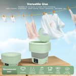 Mini Portable Washing Machine, 9L, 3 Modes, Blue Light Disinfection, Ideal for Underwear, Socks, Baby Clothes. Foldable for Space-Saving, Perfect for Apartments, Hotels, Camping & Travel (Green) - Image 7