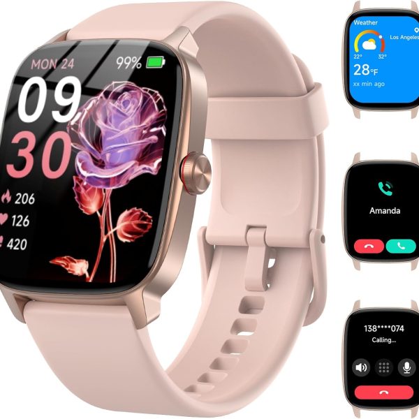 Smart Watches for Women Men with Bluetooth Call & AI Voice, 1.85" HD Fitness Tracker with Heart Rate SpO2 Sleep Monitor, 100+ Sports Modes,Mini Games, IP68 Waterproof Smartwatch for Android iOS Phones