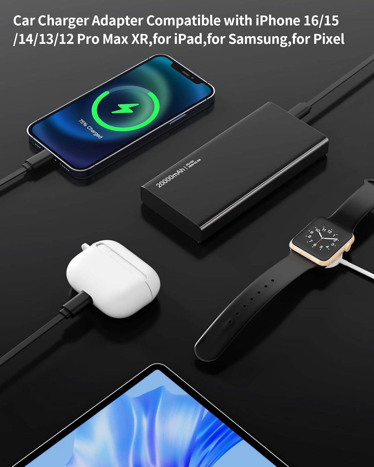 Retractable Car Charger, 4 in 1 Fast Charging Car Charger USB-C & USB-A Compatible with iPhone 16/15/14/13/12/11,Galaxy,Pixel 4 Retractable Car Charger, 4 in 1 Fast Charging Car Charger USB-C & USB-A Compatible with iPhone 16/15/14/13/12/11,Galaxy,Pixel - Image 4