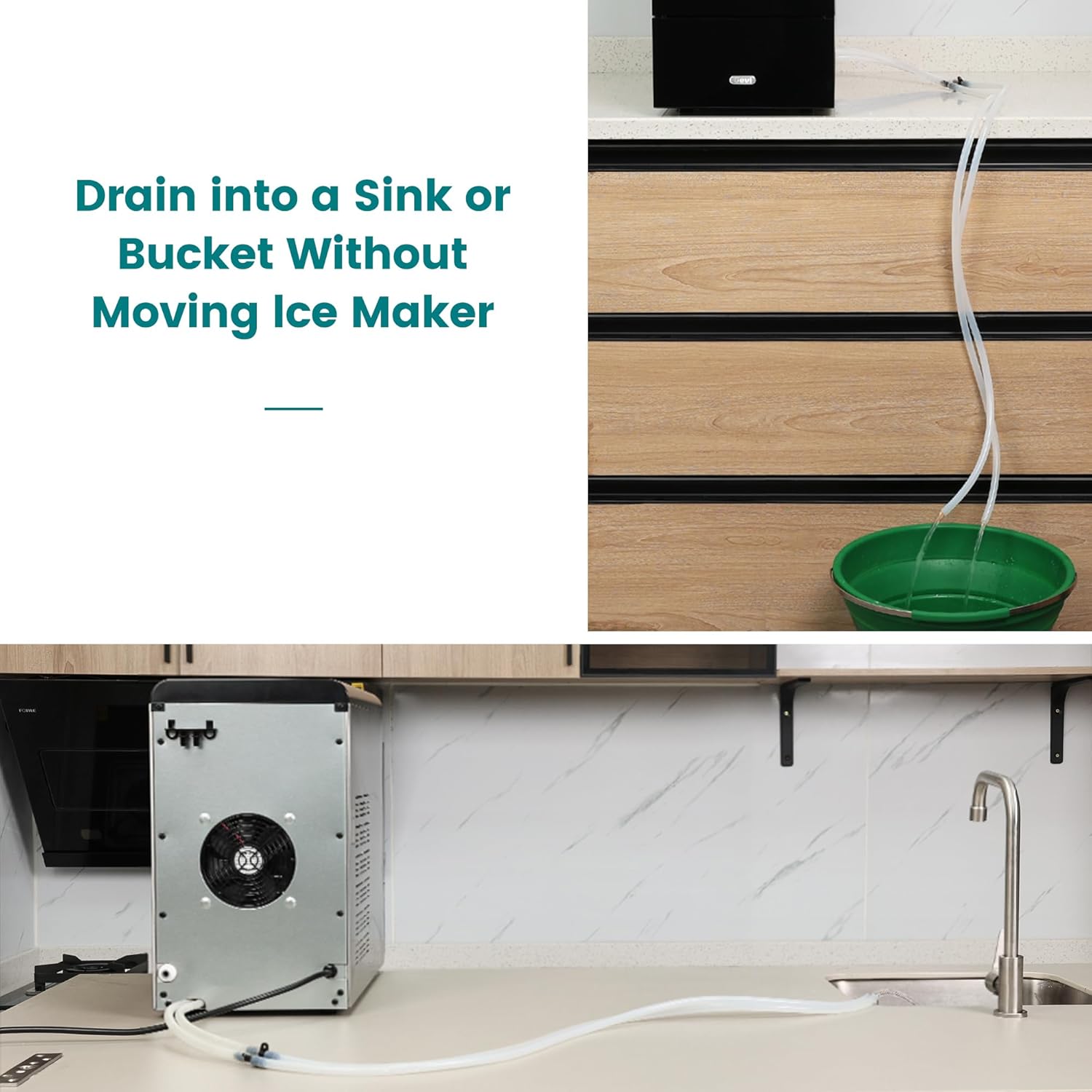 Gevi Household Drain Hose Extension for Nugget Ice Maker GIMN-1000 | 1/4'' ID x 6 Feet Length | Durable Silicone Material with Bending Flexibility | 2 Connectors Included 2 Gevi Household Drain Hose Extension for Nugget Ice Maker GIMN-1000 | 1/4'' ID x 6 Feet Length | Durable Silicone Material with Bending Flexibility | 2 Connectors Included - Image 2