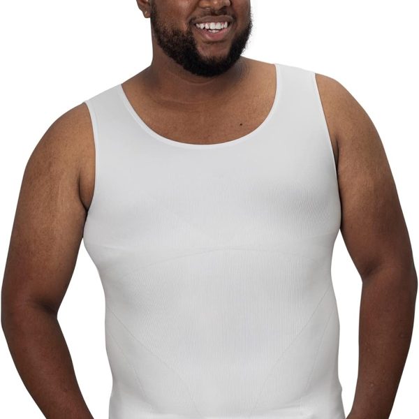 QORE LOGIQ Gynecomastia Compression Shirts for Men - Sleeveless Slimming Undershirts Tummy Control and Body Shaper Tank Top