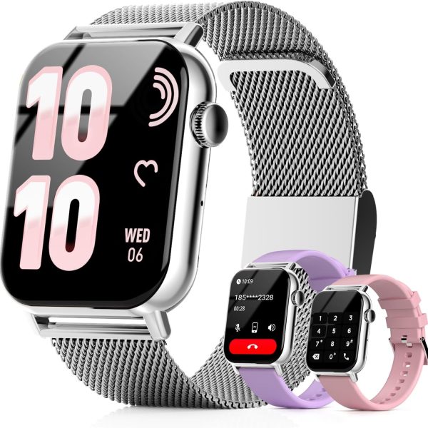 Smart Watches for Women, 1.83" HD Fitness Tracker (Answer/Make Calls), 120+ Sport Modes with Heart Rate/Sleep Monitor, IP68 Waterproof, Fitness Watch for iOS Android, Silver