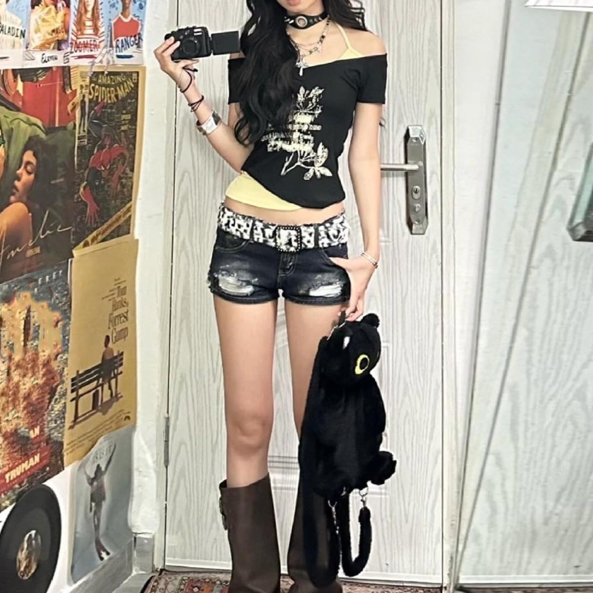 Emo Grunge Shirts Women 2000s Graphic Baby Tees Fake Two Piece Short Sleeve Vintage Y2k Crop Top Goth Alt Clothes 4 Emo Grunge Shirts Women 2000s Graphic Baby Tees Fake Two Piece Short Sleeve Vintage Y2k Crop Top Goth Alt Clothes - Image 4