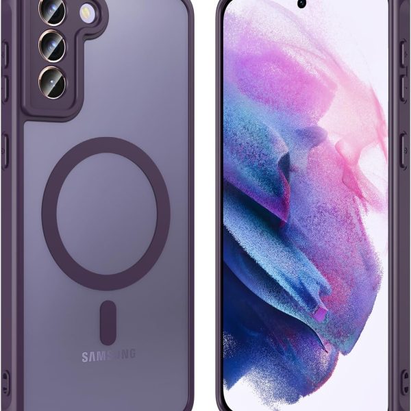 Hensinple for Samsung Galaxy S21 Plus Case with 200% Stronger Magnetic,S21+ Phone case Military-Grade Drop Protection S21 Plus Phone Case 5g Matte Slim for Samsung S21 Plus Case Cover[6.7"]-Purple