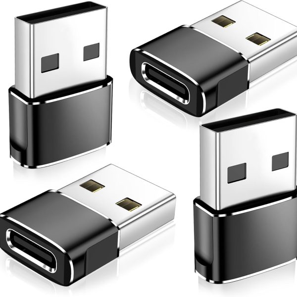 𝟒𝐏𝐚𝐜𝐤 𝐔𝐩𝐠𝐫𝐚𝐝𝐞𝐝 USB to USB C Adapter,Type-C Female to A Male Charger Converter for iPhone 17 Charger,iWatch Ultra SE 9 10,iPhone 17 Pro Max 16 15 12,Samsung S25,AirPods,iPad,Car,Xbox