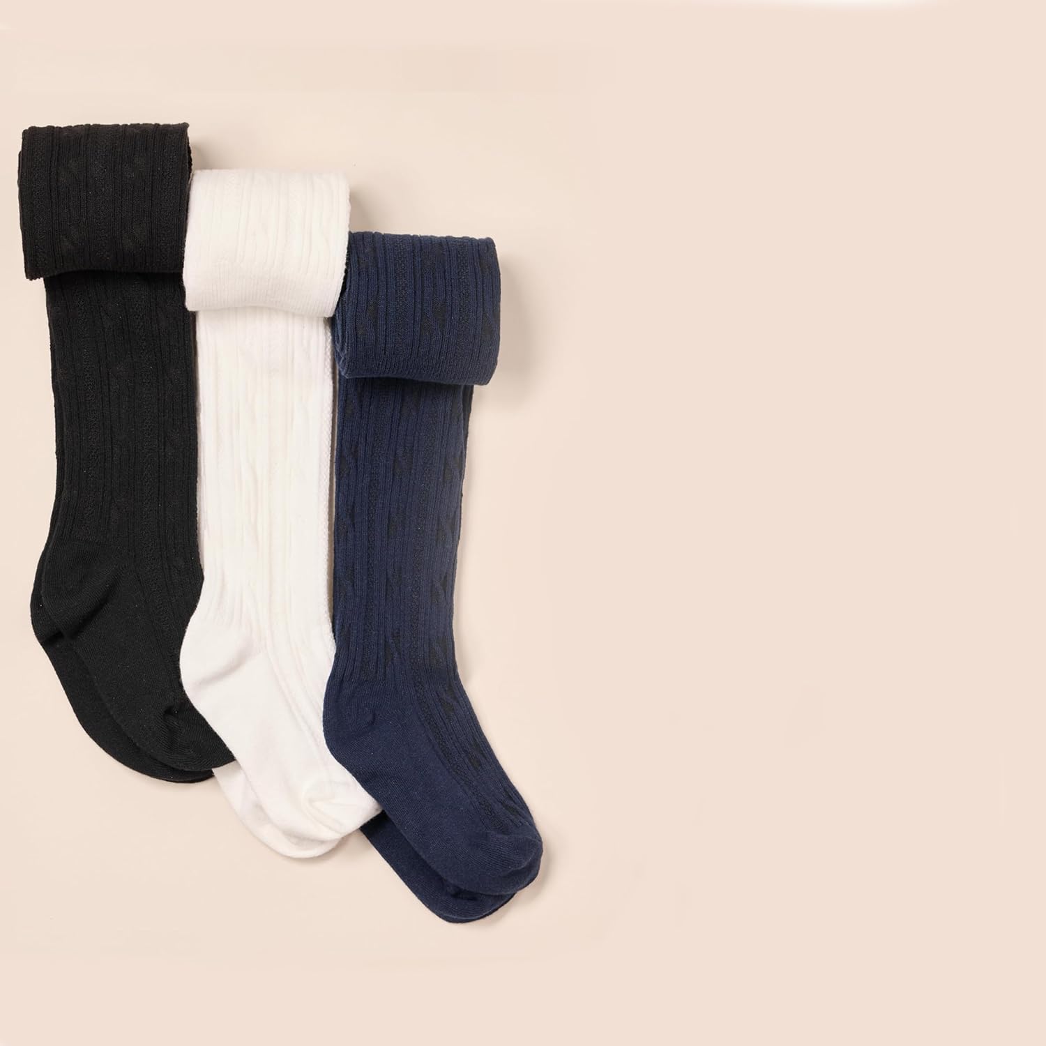 Amazon Essentials Girls' Cable Knit Tight, Pack of 3 2 Amazon Essentials Girls' Cable Knit Tight, Pack of 3 - Image 2