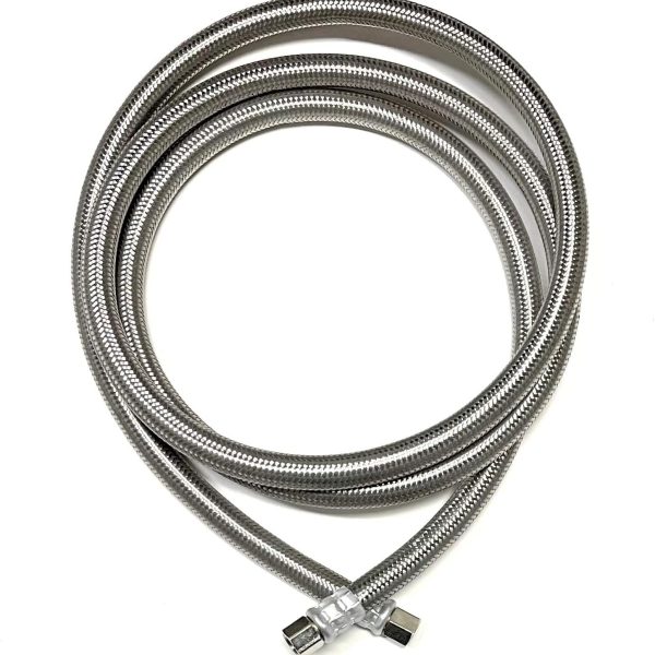 6 FT Stainless Steel Braided Ice Maker Hose with 1/4" Comp by 1/4" Comp Connection
