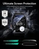 ESR Armorite Screen Protector for Apple Watch Ultra 3 2025 /Ultra 2 /Ultra (49 mm), Military Grade Protection, Tempered Glass Film with Aluminum Alloy Frame, Anti-Scratch, 2 Pack, Black - Image 4