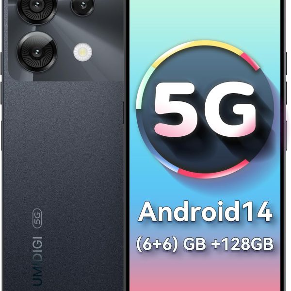UMIDIGI G9 5G Unlocked Phones, 12(6+6) GB +128GB/1TB TF Expand, Android 14 Cell Phone, 5G Dual SIM, 50MP Camera, 6.75" HD+ 90Hz Display, 5000mAh Android Phone, AI Face & Fingerprint Unlock Black