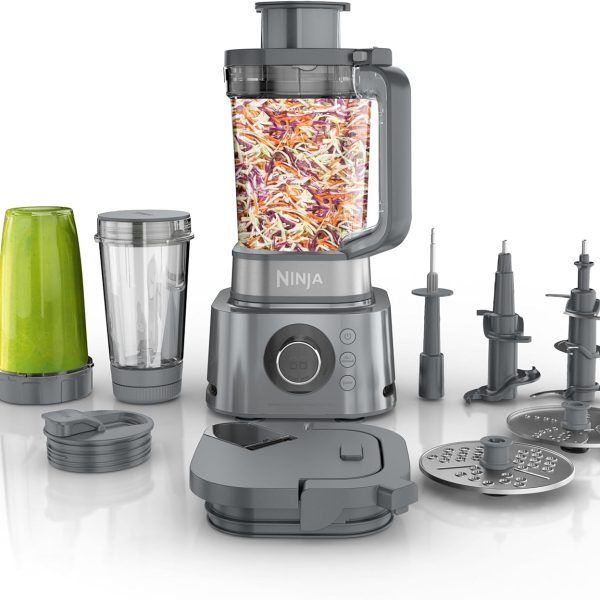Ninja Blender & Food Processor Combo, Foodi Power Blender System for Smoothies, Bowls, Spreads & Shakes, 6 Functions, 72-oz Pitcher, To-Go Cups, Silver, SS401