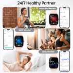 Smart Watches for Women Men with Bluetooth Call & AI Voice, 1.85" HD Fitness Tracker with Heart Rate SpO2 Sleep Monitor, 100+ Sports Modes,Mini Games, IP68 Waterproof Smartwatch for Android iOS Phones - Image 4