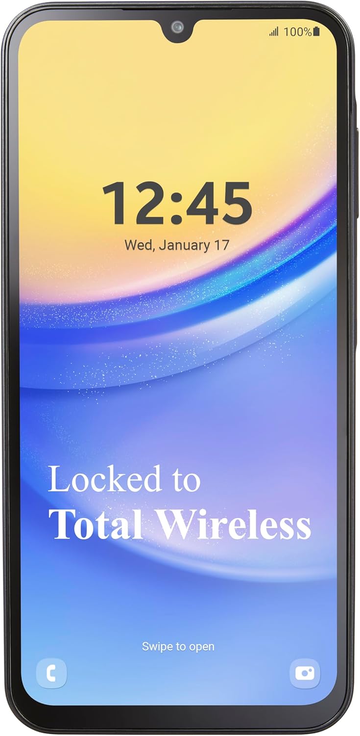 total wireless Samsung Galaxy A15 5G, 64GB Prepaid Smartphone, 6.5” FHD+ Super AMOLED Display, 50MP Triple Camera, Long Lasting Battery, Android 14 - Locked to Black 1 total wireless Samsung Galaxy A15 5G, 64GB Prepaid Smartphone, 6.5” FHD+ Super AMOLED Display, 50MP Triple Camera, Long Lasting Battery, Android 14 - Locked to Black