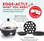 DASH Rapid Egg Cooker: 7 Egg Capacity Electric Egg Cooker for Hard Boiled Eggs, Poached Eggs, Scrambled Eggs, or Omelets with Auto Shut Off Feature - Black' - Image 4
