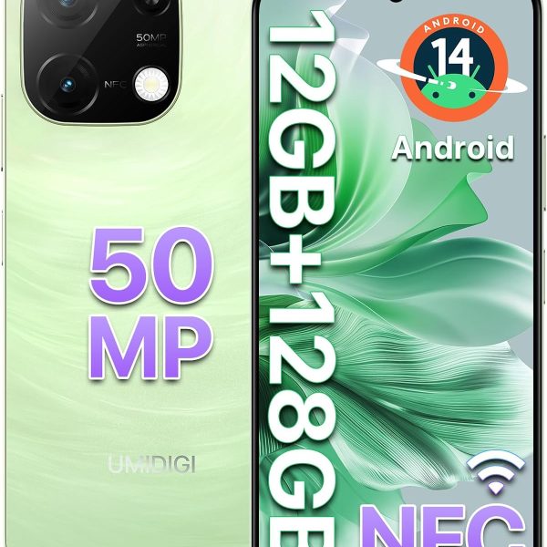 UMIDIGI G9C Android 14 Unlocked Cellphone,Octa-core 12GB +128GB Expand 1TB Unlocked Smartphone,6.75" HD+ 90Hz,5000mAh Battery,50MP Camera,4G Dual SIM,GPS, BT 5.4,NFC,AI Face Unlock,Warranty,Green