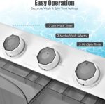 COSTWAY Portable Washing Machine, Twin Tub 26lbs Capacity Laundry, 18lbs Washer and 8lbs Spinner Combo with Timer Knobs, Built-in Drain Pump, Compact Washer for Home Dorm Apartment (Grey+White) - Image 5