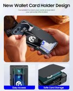 CENMASO for Motorola Razr 2025 Case/Razr 2024 Case with Card Holder [RFID Blocking] & Hinge Protection & Screen Protector, Rugged Anti-Scratch Shockproof Phone Case for Moto Razr 2025/2024-Black - Image 3