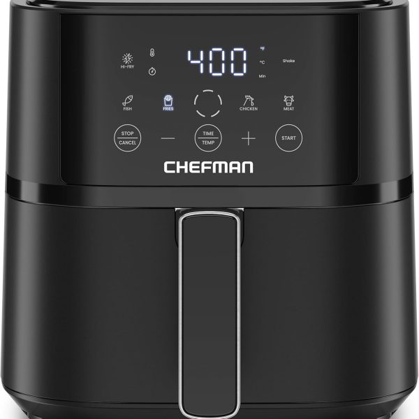 Chefman Air Fryer – 4 QT Compact Airfryer for Quick & Easy Meals in Minutes, Features Hi-Fry Technology for Extra Crisp, Touchscreen Controls with 4 Presets, Nonstick & Dishwasher Safe Basket - Black