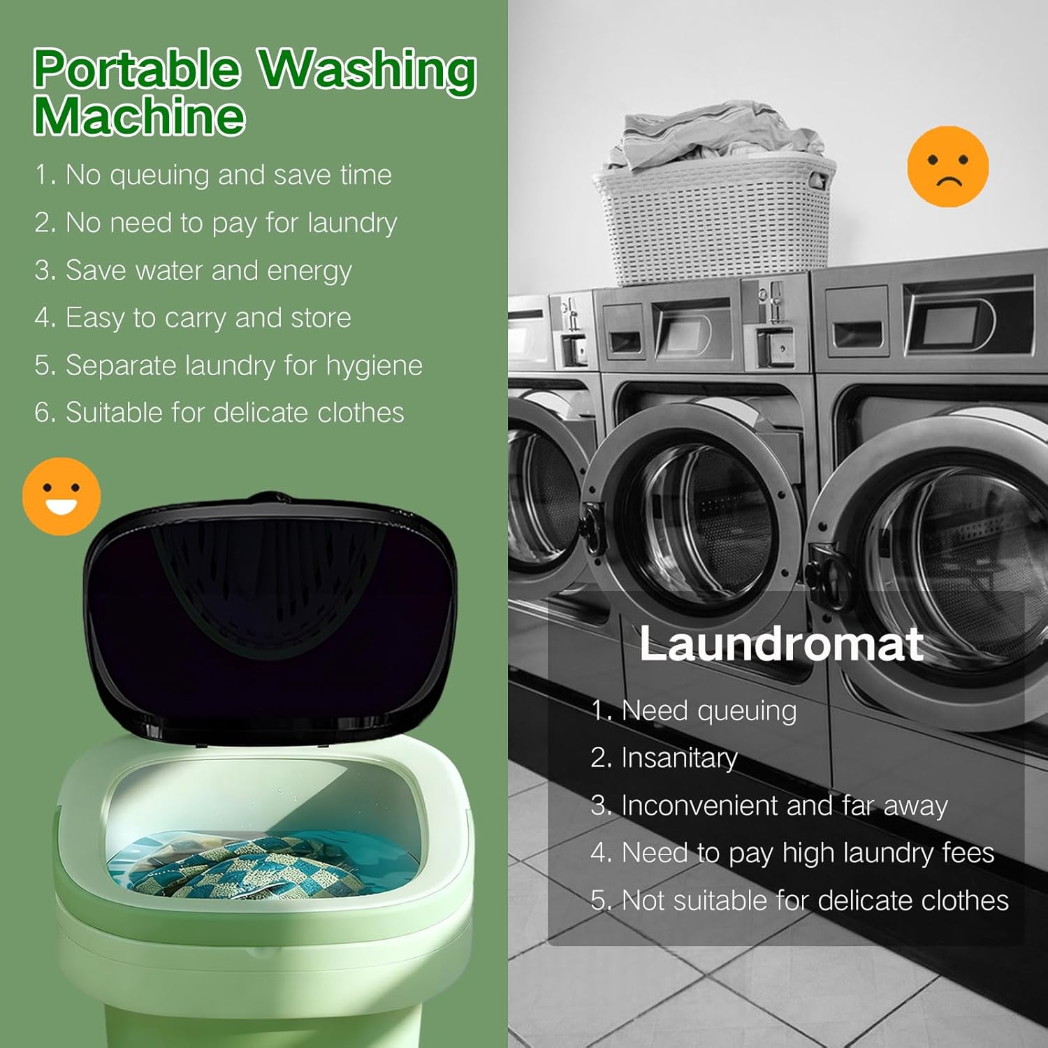 15L Portable Washing Machine, LGLRTD Small Foldable Washer with 3 Cleaning Modes for Baby Clothes, Underwear, Small Items, Mini Collapsible Laundry for Travel Apartment Home Hotel Camping (Green) 6 15L Portable Washing Machine, LGLRTD Small Foldable Washer with 3 Cleaning Modes for Baby Clothes, Underwear, Small Items, Mini Collapsible Laundry for Travel Apartment Home Hotel Camping (Green) - Image 6