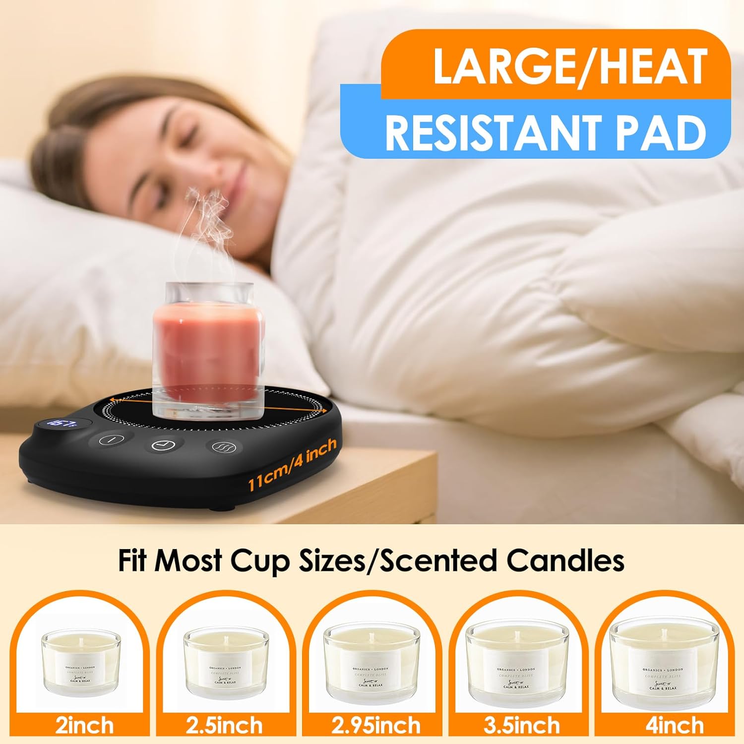 Coffee Mug Warmer - Fastest Heating & Highest Temperature, Coffee Cup Warmer for Desk Auto Shut Off, 4 Temp Settings & 1-12H Timer, Smart Electric Beverage Warmer for Coffee, Tea (Black) 7 Coffee Mug Warmer - Fastest Heating & Highest Temperature, Coffee Cup Warmer for Desk Auto Shut Off, 4 Temp Settings & 1-12H Timer, Smart Electric Beverage Warmer for Coffee, Tea (Black) - Image 7