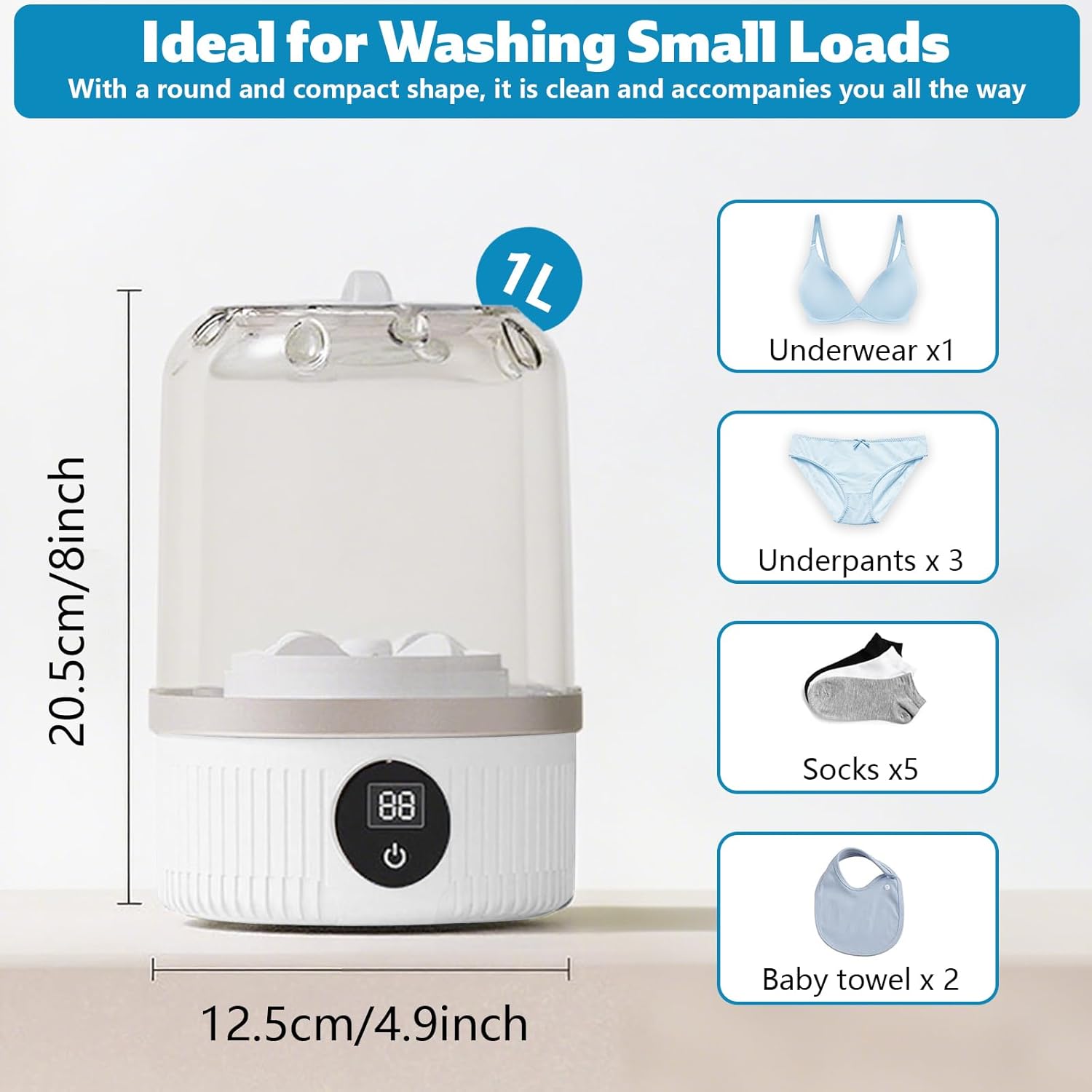 Underwear Washer, Mini Portable Washing Machine, Rechargeable Cordless Washing-Machine for Travel, Apartment, Dorm, RV, Hotel 7 Underwear Washer, Mini Portable Washing Machine, Rechargeable Cordless Washing-Machine for Travel, Apartment, Dorm, RV, Hotel - Image 7
