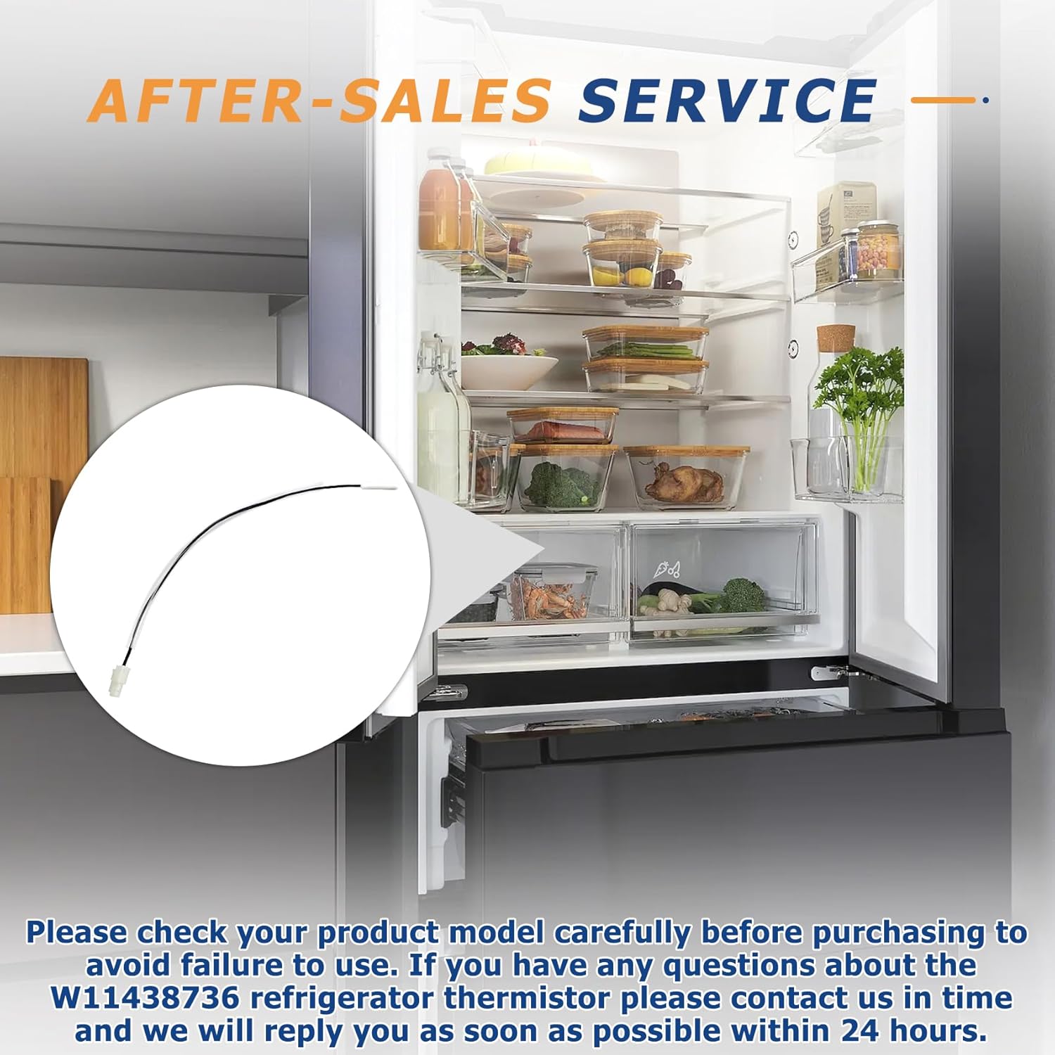 W11438736 Refrigerator Thermistor Compatible with Whirlpool, Maytag, Amana and IKEA Refrigerator, Replaces Part Number W10556397, W10838965, W11108173, 4960583, AP6985096, PS12745758 and EAP12745758 6 W11438736 Refrigerator Thermistor Compatible with Whirlpool, Maytag, Amana and IKEA Refrigerator, Replaces Part Number W10556397, W10838965, W11108173, 4960583, AP6985096, PS12745758 and EAP12745758 - Image 6