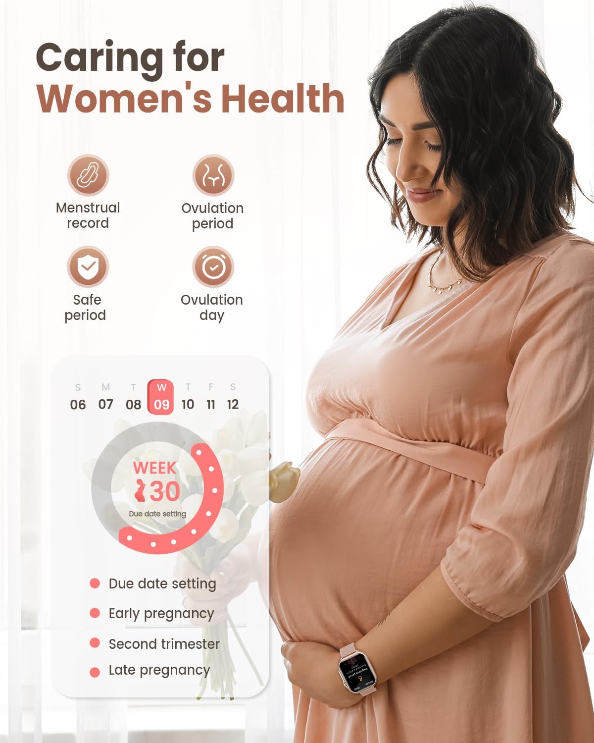 Smart Watch for Android/iPhone, 5ATM Fitness Watches for Women with 110+ Sports Modes, Bluetooth Calls/Messages/App Notifications, Health Monitor Blood Pressure/Heart Rate/SpO2/Sleep, Gifts for Women 6 Smart Watch for Android/iPhone, 5ATM Fitness Watches for Women with 110+ Sports Modes, Bluetooth Calls/Messages/App Notifications, Health Monitor Blood Pressure/Heart Rate/SpO2/Sleep, Gifts for Women - Image 6