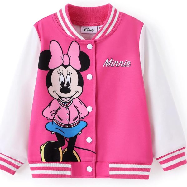 Disney Minnie Mickey Stitch Princess Frozen Elsa Marvel Jacket Lightweight Coat Button up Color Block Sweatshirt 2-14 Years