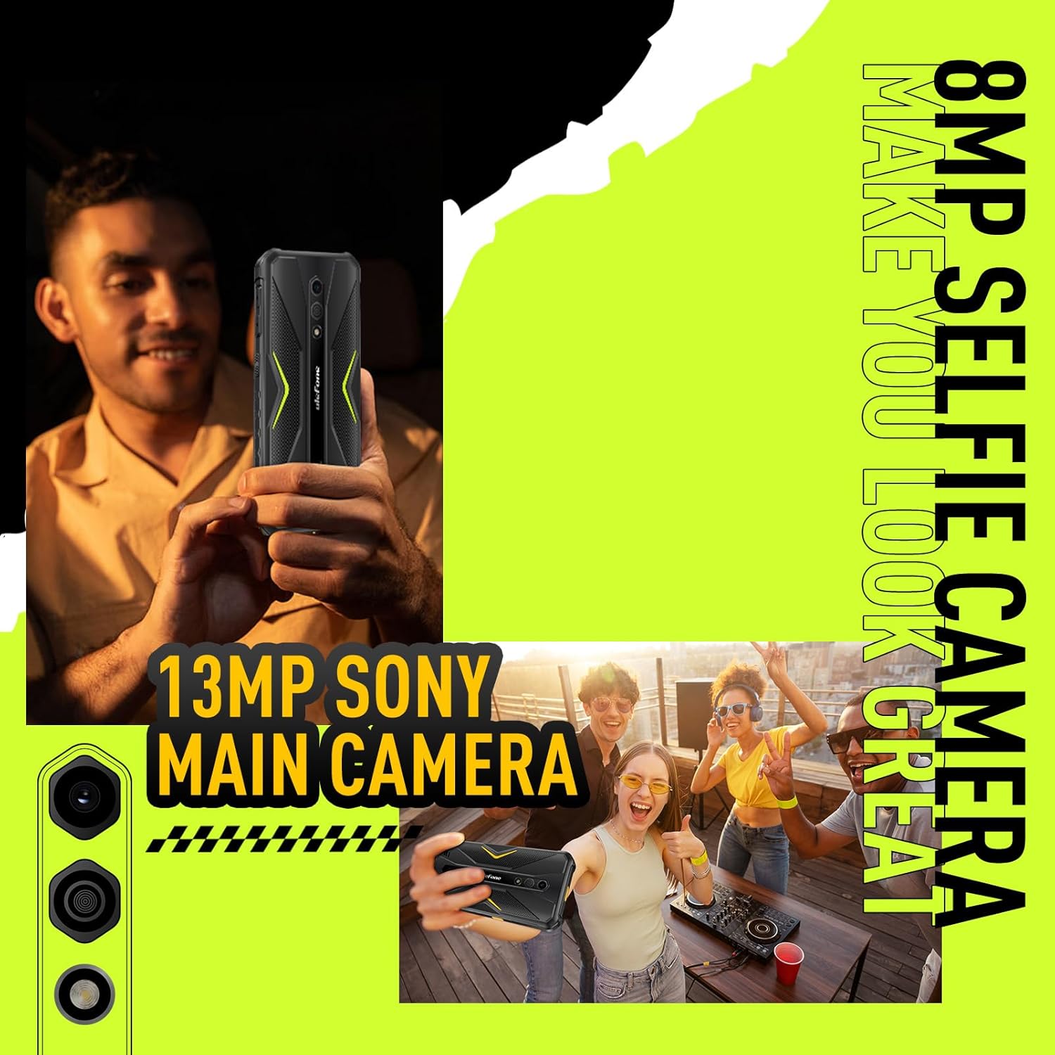 Ulefone Armor X12 Rugged Smartphone, Waterproof Phones Unlocked, Octa-core Android 13, 6GB+32GB, Dual SIM Global 4G LTE, 4860mAh Battery, Face Recognition, Bluetooth, NFC, Compass - Black 5 Ulefone Armor X12 Rugged Smartphone, Waterproof Phones Unlocked, Octa-core Android 13, 6GB+32GB, Dual SIM Global 4G LTE, 4860mAh Battery, Face Recognition, Bluetooth, NFC, Compass - Black - Image 5