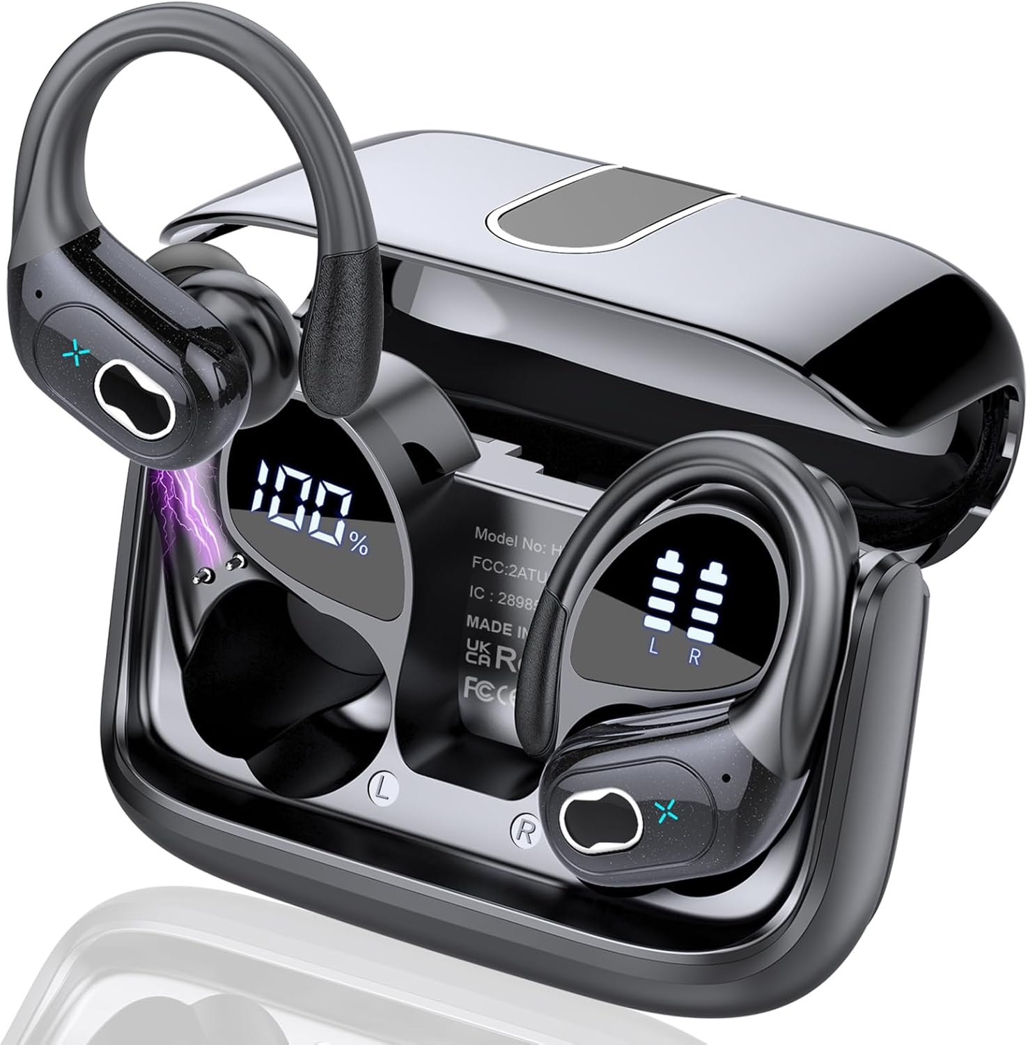 Wireless Earbuds 75hrs Bluetooth 5.4 Headphone Sport, 2025 Bluetooth Earbuds Wireless Earbuds 75hrs Bluetooth 5.4 Headphone Sport, 2025 Bluetooth Earbuds Stereo Deep Bass Over Ear Bud with Earhooks, ENC Noise Cancelling Mic, IPX7 Waterproof Earphone for Workout/Running