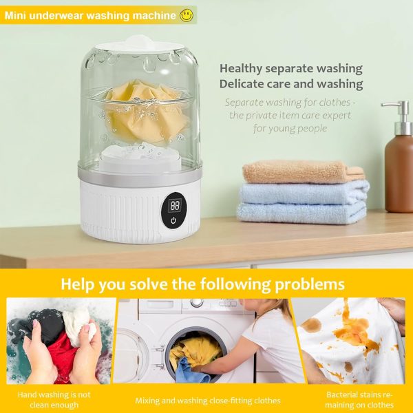 Underwear Washer, Portable Mini Washing Machine, Upgraded Mini Washings Machines, Rechargeable Cordless Washing-Machine, Laundry Cup for Bra, Underwear, Socks