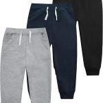 VOGRYE 3 Pack Boys Cotton Toddler Sweatpants Boys Joggers Pants with Pocket Drawstring for Kids 2T-14 Years