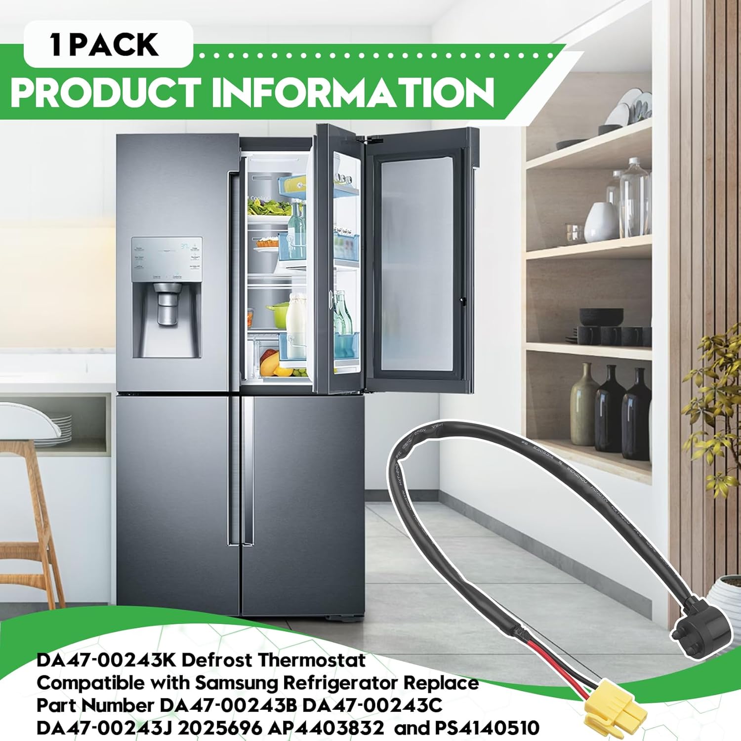 DA47-00243K Defrost Thermostat Compatible with Samsung Refrigerator, Replace Part Number DA47-00243B, DA47-00243C, DA47-00243J, 2025696, AP4403832 and PS4140510 (1 Pack) 2 DA47-00243K Defrost Thermostat Compatible with Samsung Refrigerator, Replace Part Number DA47-00243B, DA47-00243C, DA47-00243J, 2025696, AP4403832 and PS4140510 (1 Pack) - Image 2