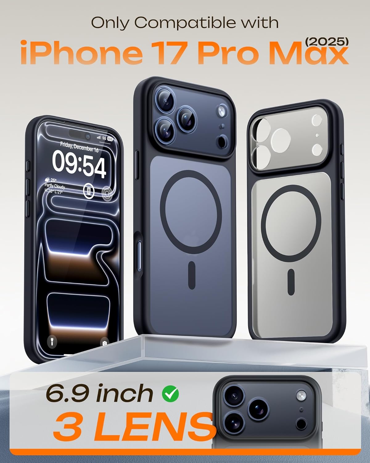 TOCOL for iPhone 17 Pro Max Case, Compatible with Magsafe, Full Camera Protection, Built-in Magnetic Ring, Translucent Matte Phone Case for iPhone 17 Pro Max 6.9 inch (Black) 2 TOCOL for iPhone 17 Pro Max Case, Compatible with Magsafe, Full Camera Protection, Built-in Magnetic Ring, Translucent Matte Phone Case for iPhone 17 Pro Max 6.9 inch (Black) - Image 2