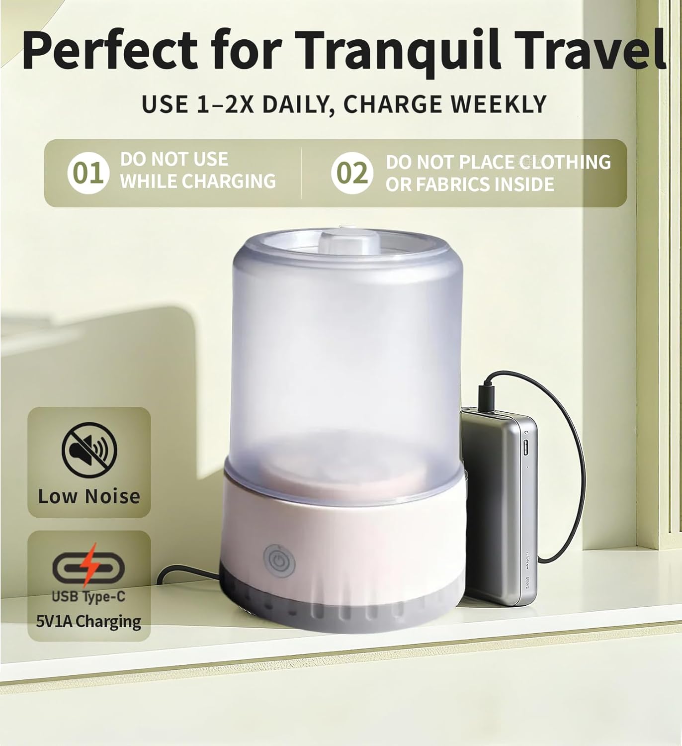 Underwear Washing Machine, BPA-free Portable Mini Washer for Socks, Baby Clothes, Cordless Small Laundry Cup for Travel, Dorm, Apartment, RV, Camp, Kids (Vanilla Off-White) 5 Underwear Washing Machine, BPA-free Portable Mini Washer for Socks, Baby Clothes, Cordless Small Laundry Cup for Travel, Dorm, Apartment, RV, Camp, Kids (Vanilla Off-White) - Image 5