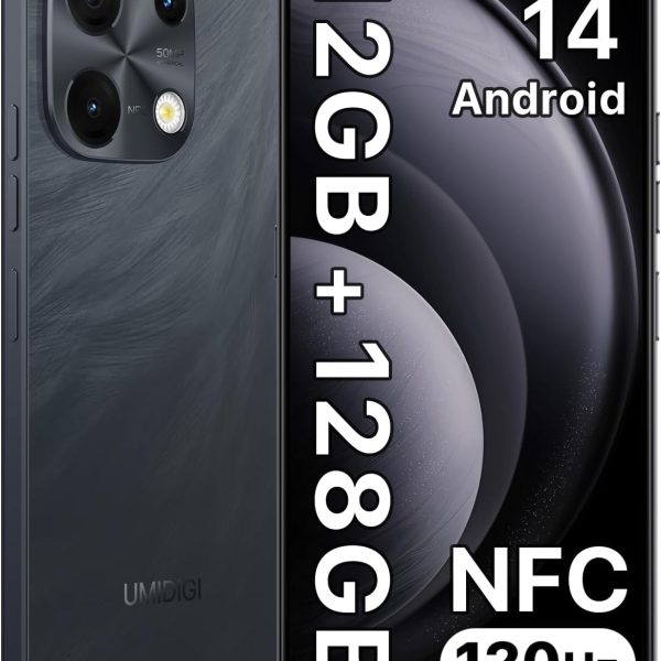 UMIDIGI Note 100 Phone, NFC Dual SIM Unlocked Phone,12(6+6) GB+128GB Expand 1TB Android 14 Phones,6.8''HD+120Hz Display,50MP Camera, 5000mAh+20W Fast Charge Cell Phones,Face ID+Fingerprint,GPS