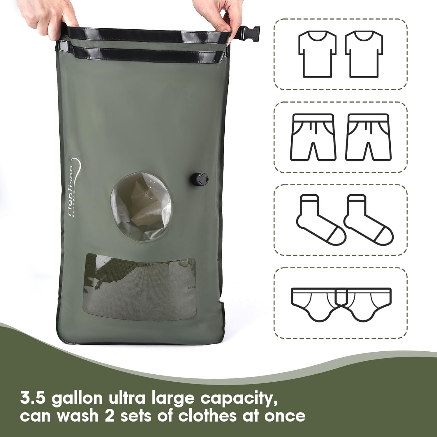 Portable Washing Machine for Camping RVing Travel Laundry Solution Washbag Kid Clothes Manual Washer Camp Dry Bags Self-sufficient Hand Wash Bag Backpacking Traveller RV Adventures Essential 4 Portable Washing Machine for Camping RVing Travel Laundry Solution Washbag Kid Clothes Manual Washer Camp Dry Bags Self-sufficient Hand Wash Bag Backpacking Traveller RV Adventures Essential - Image 4