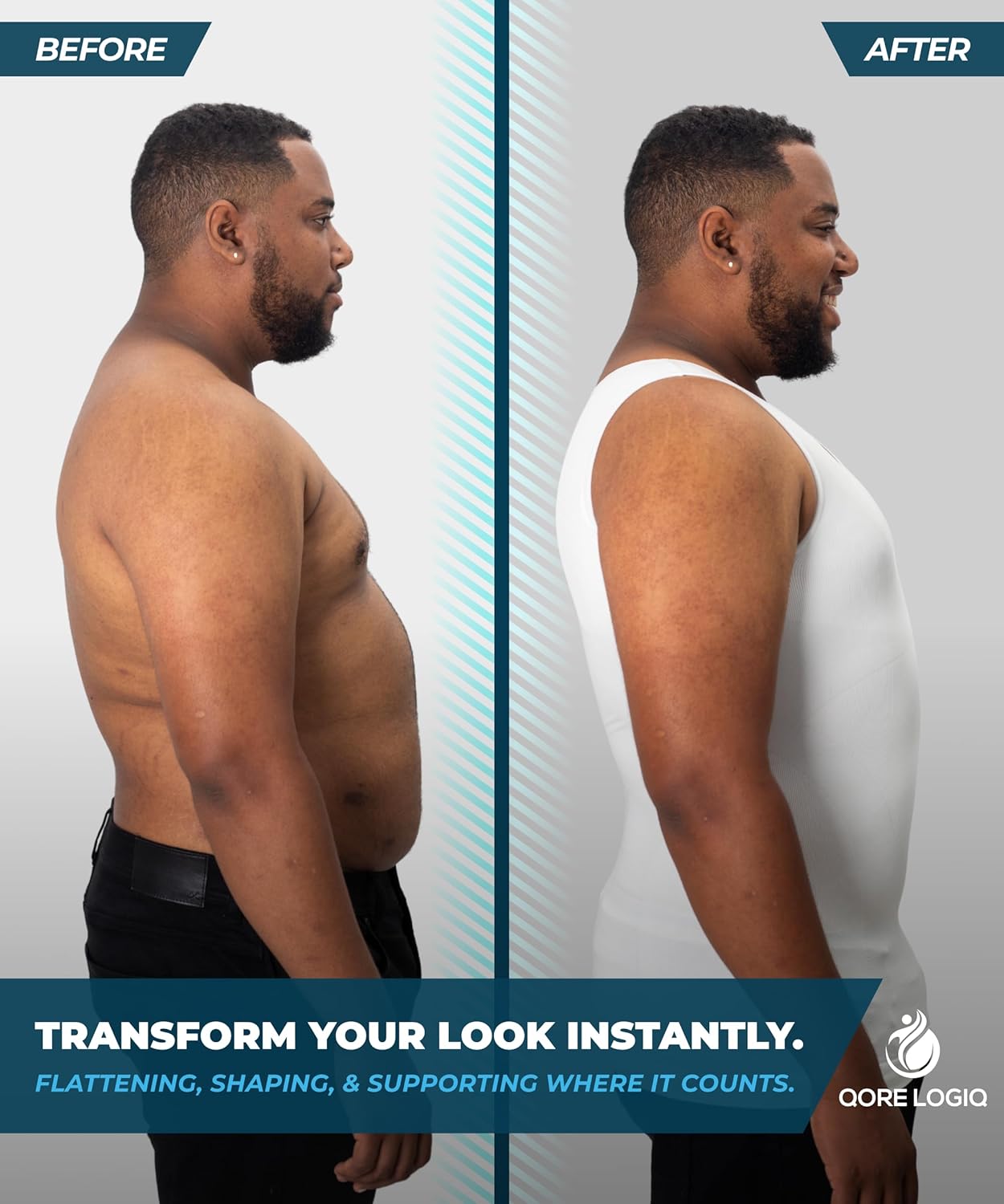 QORE LOGIQ Gynecomastia Compression Shirts for Men - Sleeveless Slimming Undershirts Tummy Control and Body Shaper Tank Top 2 QORE LOGIQ Gynecomastia Compression Shirts for Men - Sleeveless Slimming Undershirts Tummy Control and Body Shaper Tank Top - Image 2