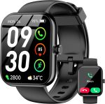 Smart Watch with Alexa Built-in, 1.83" HD Touchscreen Fitness Tracker, Bluetooth Notifications/Calls, IP68 Waterproof, 120+ Sport Modes, 24/7 Heart Rate & Sleep Monitor for iPhone Android iOS (Black)