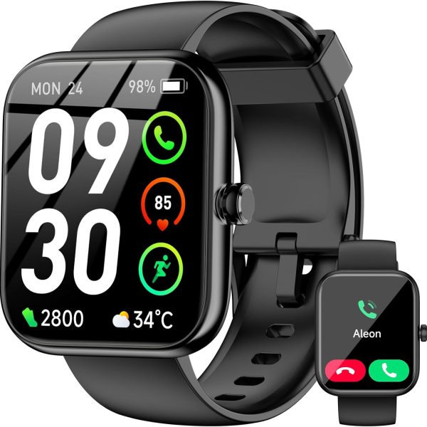 Smart Watch with Alexa Built-in, 1.83" HD Touchscreen Fitness Tracker, Bluetooth Notifications/Calls, IP68 Waterproof, 120+ Sport Modes, 24/7 Heart Rate & Sleep Monitor for iPhone Android iOS (Black)