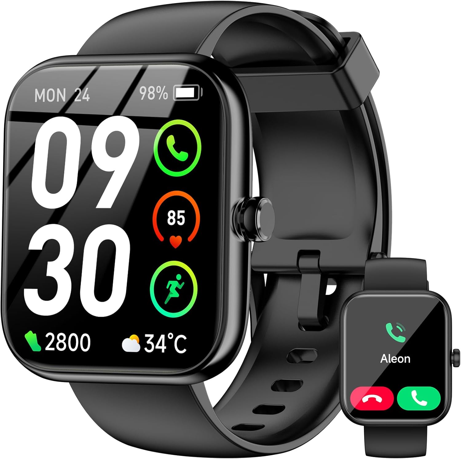 Smart Watch with Alexa Built-in, 1.83" HD Touchscreen Fitness Tracker, Smart Watch with Alexa Built-in, 1.83" HD Touchscreen Fitness Tracker, Bluetooth Notifications/Calls, IP68 Waterproof, 120+ Sport Modes, 24/7 Heart Rate & Sleep Monitor for iPhone Android iOS (Black)