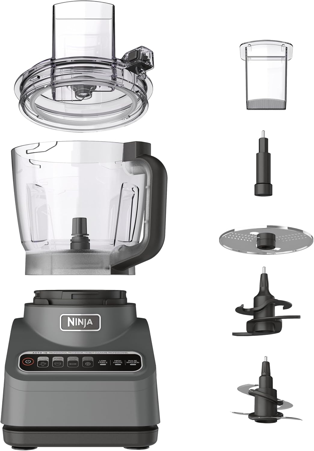 Ninja Food Processor, Professional Plus, 1000 Peak Watts, 4 Functions for Chopping, Slicing, Purees & Dough with 9-Cup Processor Bowl, 3 Blades, Food Chute & Pusher, Silver, BN601 1 Ninja Food Processor, Professional Plus, 1000 Peak Watts, 4 Functions for Chopping, Slicing, Purees & Dough with 9-Cup Processor Bowl, 3 Blades, Food Chute & Pusher, Silver, BN601