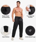 5 Pack Mens Sweatpants Open Bottom Joggers for Men with Zip Pockets Loose Fit Mesh Athletic Pants for Running,Casual - Image 4
