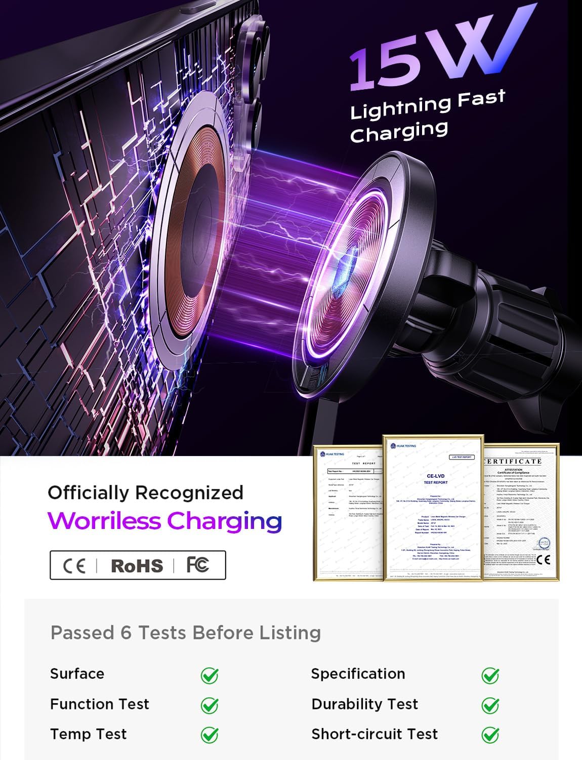 LISEN for 15W MagSafe Car Mount Charger,Magnetic Wireless Car Charger for iPhone 17 Pro Max Accessories,Magnetic Phone Holder for iPhone 17 Air Pro Max Plus 16 15 14 13 12,Samsung S25/24 with MagSafe 4 LISEN for 15W MagSafe Car Mount Charger,Magnetic Wireless Car Charger for iPhone 17 Pro Max Accessories,Magnetic Phone Holder for iPhone 17 Air Pro Max Plus 16 15 14 13 12,Samsung S25/24 with MagSafe - Image 4